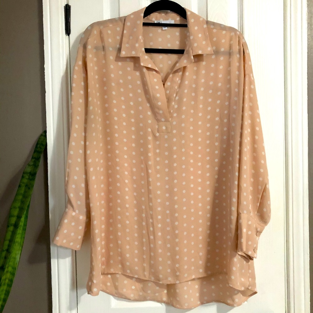Blush & White Polka-Dot Blouse